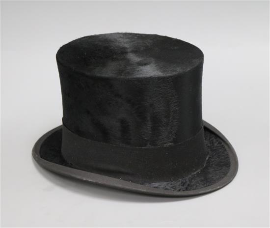 A Cuthbertson moleskin childs top hat, boxed